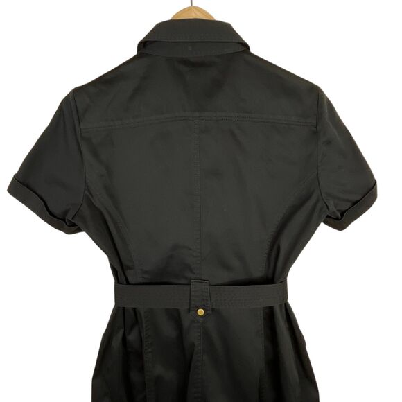 Calvin Klein Belted Safari Mini Dress Sz 8 Black Button-Front Utility Military - Picture 6 of 10